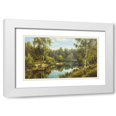 SLOWLY RIVER I White Modern Wood Framed Art Print with Double Matting by Priscepa, Igor