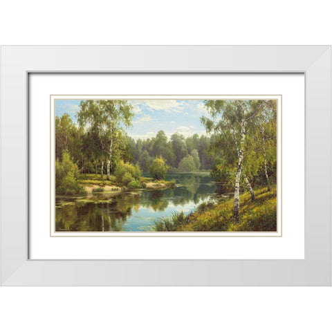 SLOWLY RIVER I White Modern Wood Framed Art Print with Double Matting by Priscepa, Igor