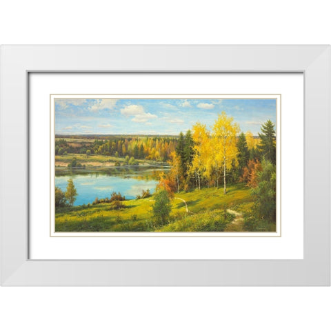 OVERLOOKING THE SEA White Modern Wood Framed Art Print with Double Matting by Priscepa, Igor
