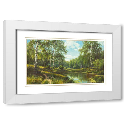 SLOW RIVER III White Modern Wood Framed Art Print with Double Matting by Priscepa, Igor