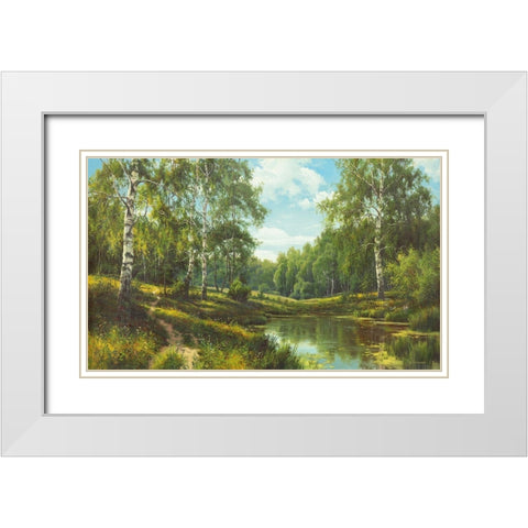 SLOW RIVER III White Modern Wood Framed Art Print with Double Matting by Priscepa, Igor