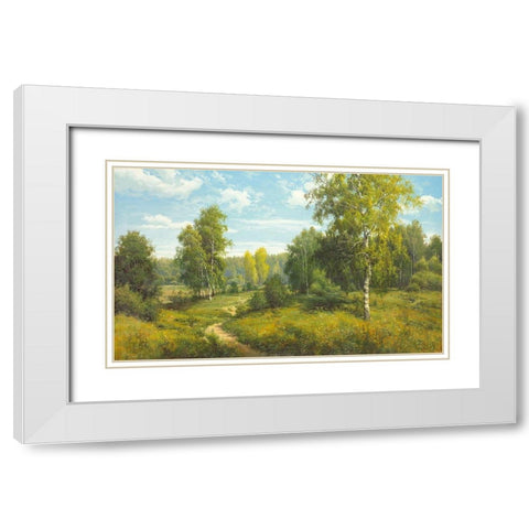 SUMMER WAY White Modern Wood Framed Art Print with Double Matting by Priscepa, Igor