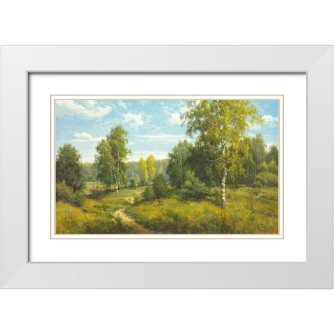 SUMMER WAY White Modern Wood Framed Art Print with Double Matting by Priscepa, Igor