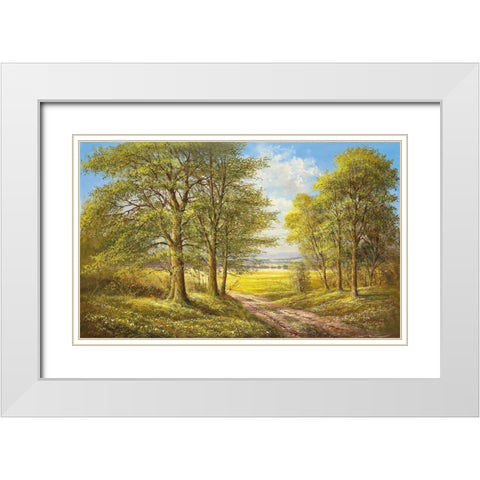 ROMANTIC LANE II White Modern Wood Framed Art Print with Double Matting by Glassl, Helmut