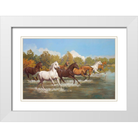 STAMPEDE White Modern Wood Framed Art Print with Double Matting by Lombardo, Spartaco