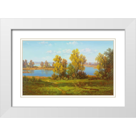 AUTUMN Landscape White Modern Wood Framed Art Print with Double Matting by Slava