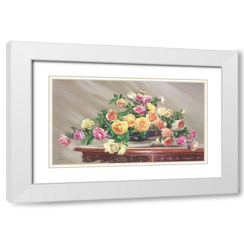 BOUQUET OF ROSES White Modern Wood Framed Art Print with Double Matting by Buzin, Igor