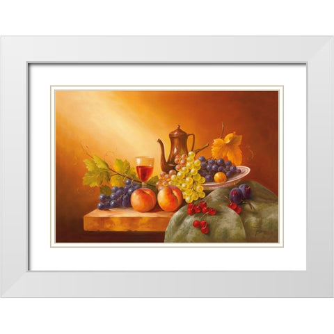 Still-Life WITH FRUITS I White Modern Wood Framed Art Print with Double Matting by Fasani
