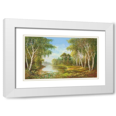 SECLUDED POND White Modern Wood Framed Art Print with Double Matting by Glassl, Helmut