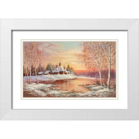 KAUKASIAN MONASTERY White Modern Wood Framed Art Print with Double Matting by Glassl, Helmut