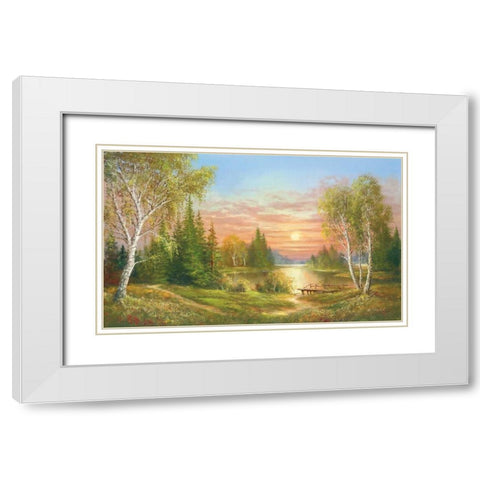 Gorgeous Sunset White Modern Wood Framed Art Print with Double Matting by Glassl, Helmut