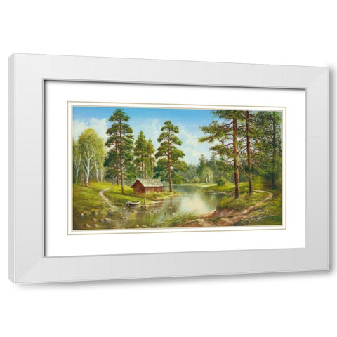 Ideal Retreat White Modern Wood Framed Art Print with Double Matting by Glassl, Helmut