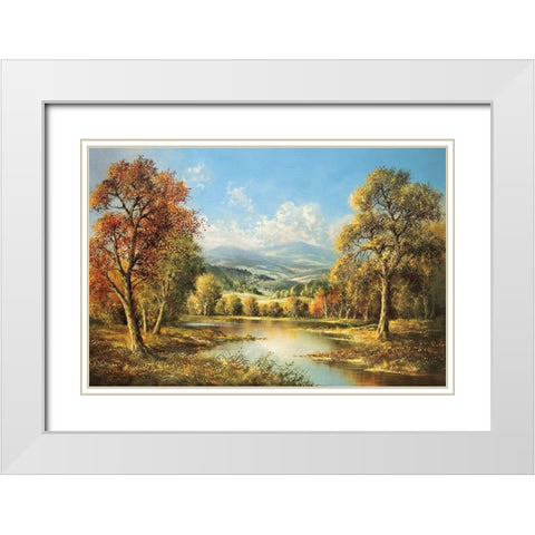 POND IN BOHEMIA White Modern Wood Framed Art Print with Double Matting by Glassl, Helmut