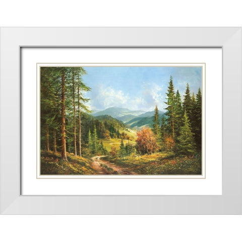 ROMANTIC VALLEY White Modern Wood Framed Art Print with Double Matting by Glassl, Helmut