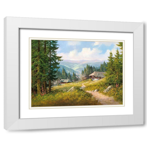 IN THE BLACK FOREST White Modern Wood Framed Art Print with Double Matting by Bochmann, Joh.