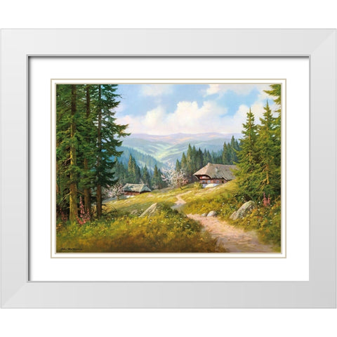 IN THE BLACK FOREST White Modern Wood Framed Art Print with Double Matting by Bochmann, Joh.