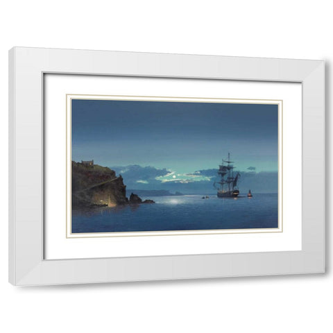 Carribean Night White Modern Wood Framed Art Print with Double Matting by Jason