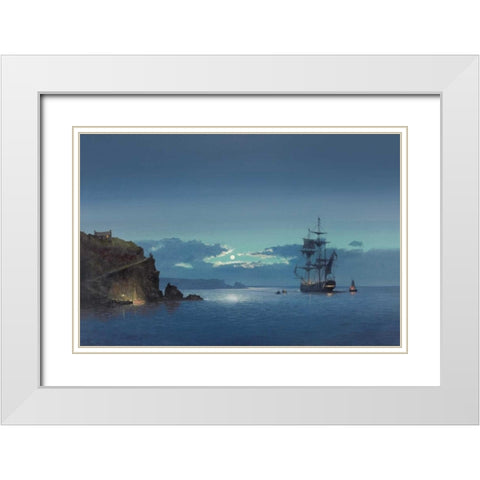 Carribean Night White Modern Wood Framed Art Print with Double Matting by Jason