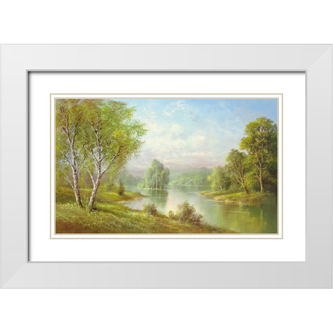 SILENT WATERS White Modern Wood Framed Art Print with Double Matting by Glassl, Helmut