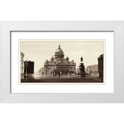 St. Isaac Cathedral White Modern Wood Framed Art Print with Double Matting by Ryazanov