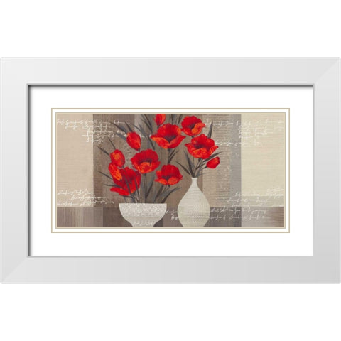 Crimson Beauty II White Modern Wood Framed Art Print with Double Matting by Christina