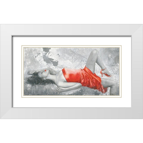 LADY IN RED White Modern Wood Framed Art Print with Double Matting by Sestillo, Enrico