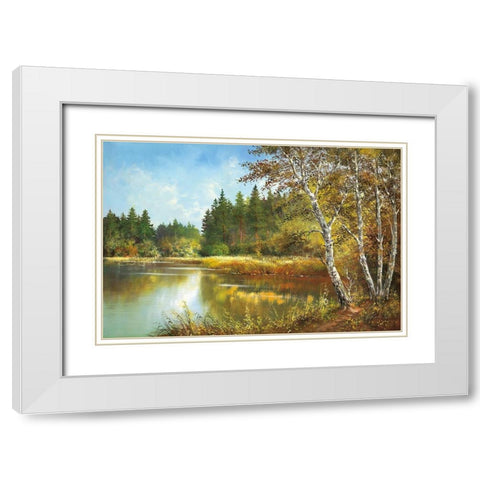 SECRET POND White Modern Wood Framed Art Print with Double Matting by Glassl, Helmut