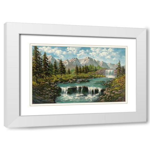 WATERFALL I White Modern Wood Framed Art Print with Double Matting by Ada-Kris