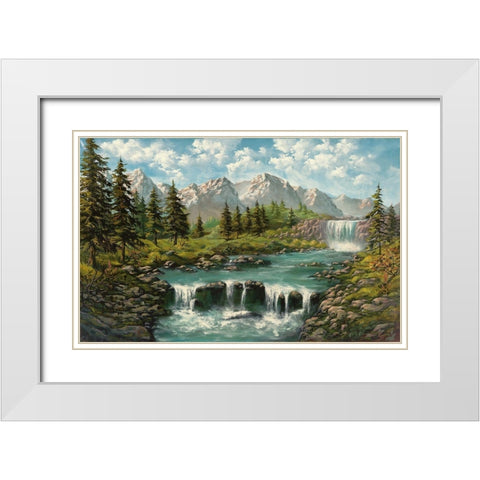 WATERFALL I White Modern Wood Framed Art Print with Double Matting by Ada-Kris