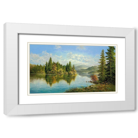 SIBERIAN LAKE White Modern Wood Framed Art Print with Double Matting by Glassl, Helmut
