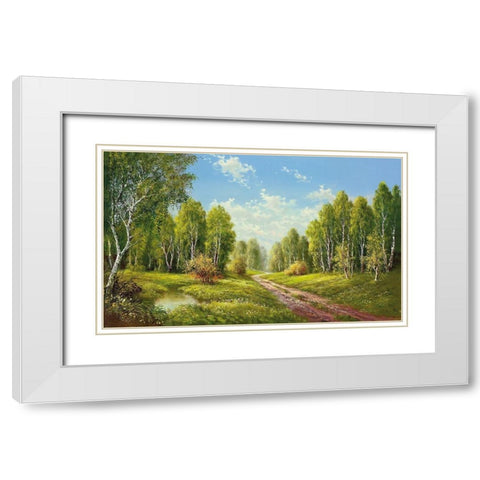 SUMMER GLOW White Modern Wood Framed Art Print with Double Matting by Buchner, H.