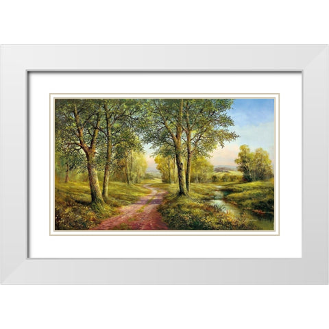 CASTLE WAY White Modern Wood Framed Art Print with Double Matting by Buchner, H.