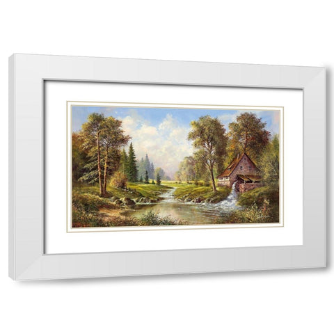 OLD MILL White Modern Wood Framed Art Print with Double Matting by Buchner, H.