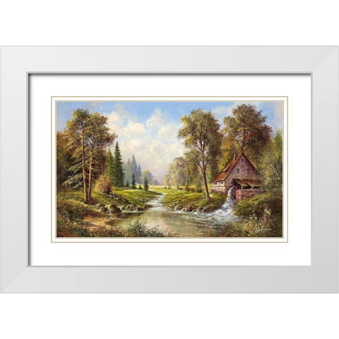 OLD MILL White Modern Wood Framed Art Print with Double Matting by Buchner, H.