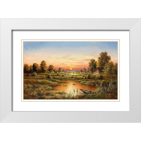 MARSHLANDS White Modern Wood Framed Art Print with Double Matting by Buchner, H.
