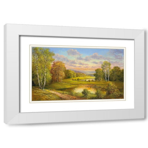 IDYLLIC SCENE White Modern Wood Framed Art Print with Double Matting by Glassl, Helmut