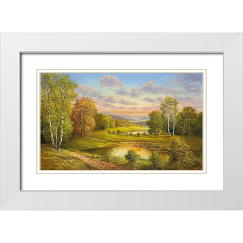 IDYLLIC SCENE White Modern Wood Framed Art Print with Double Matting by Glassl, Helmut