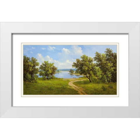 RUSSIAN RIVER VALLEY White Modern Wood Framed Art Print with Double Matting by Slava