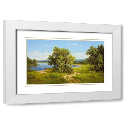 SILENT STREAM White Modern Wood Framed Art Print with Double Matting by Slava