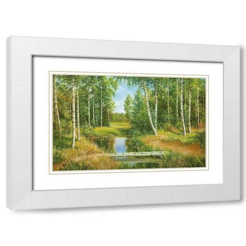 BIRCH GROVE NEAR POKROVSKOJE White Modern Wood Framed Art Print with Double Matting by Osipov, Igor