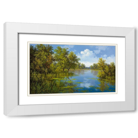 LAKE White Modern Wood Framed Art Print with Double Matting by Slava
