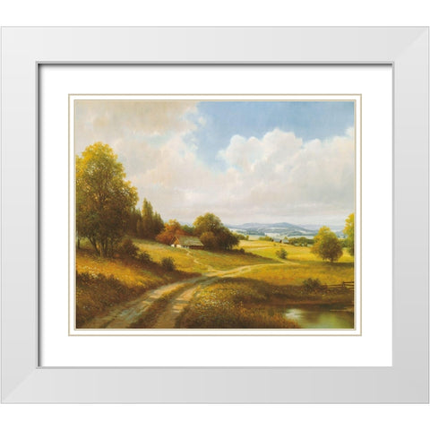 LONELY FARMHOUSE White Modern Wood Framed Art Print with Double Matting by Weber, Max