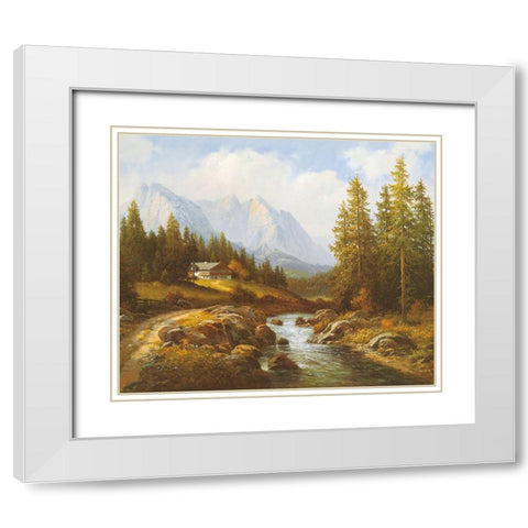 MOUNTAIN BROOK White Modern Wood Framed Art Print with Double Matting by Weber, Max