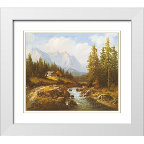MOUNTAIN BROOK White Modern Wood Framed Art Print with Double Matting by Weber, Max