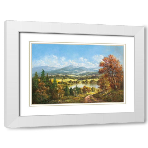 LAKE DISTRICT White Modern Wood Framed Art Print with Double Matting by Glassl, Helmut