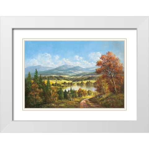LAKE DISTRICT White Modern Wood Framed Art Print with Double Matting by Glassl, Helmut