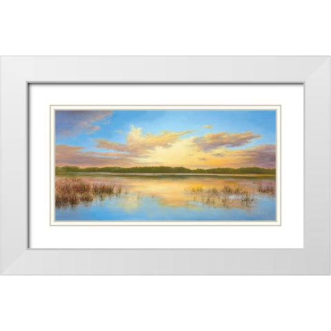 SUNSET IN SIBERIA White Modern Wood Framed Art Print with Double Matting by Smith, B.