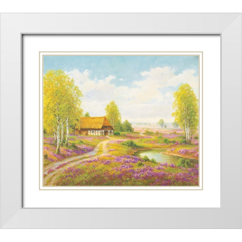 ROMANTIC HEATH White Modern Wood Framed Art Print with Double Matting by Weber, Max