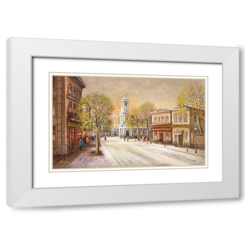 Streetscene II White Modern Wood Framed Art Print with Double Matting by Erwin, Eric