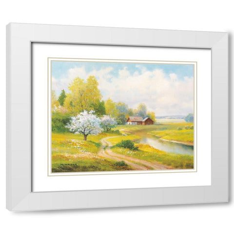 SEASONS White Modern Wood Framed Art Print with Double Matting by Weber, Max